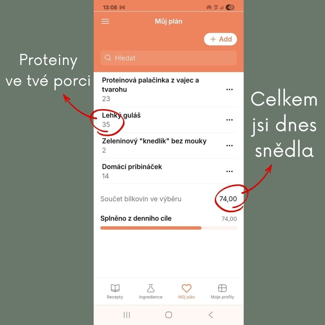 Ukázka počítání bílkovin v apce